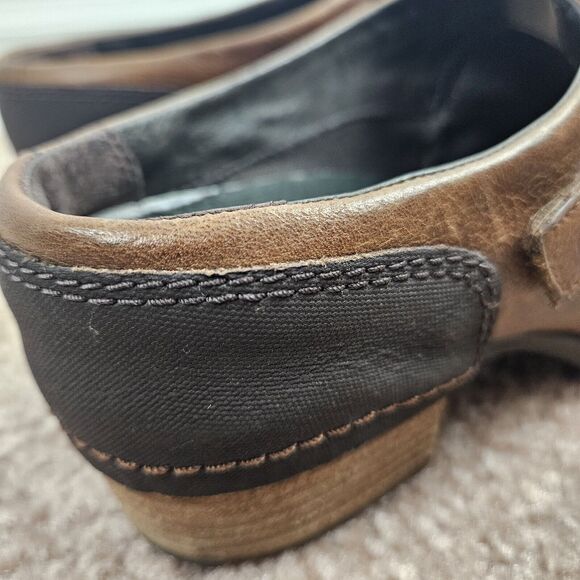 Merrell Oak Brown Leather Womens 7 Mule Clog Shoes Comfort Slip On Block Heel - Picture 9 of 15